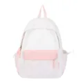Witte roze ster gestreepte canvas rugzak casual schooltas dagelijkse woon-werk studententas - Zonder Hanger / Roze