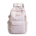 Leuke roze schoolrugzak met sterren en strikjes print, grote casual dagelijkse rugzak. - Roze