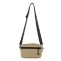 Kaki canvas schoudertas met zwarte riem, casual mini schoudertas voor dagelijks gebruik. - Khaki
