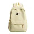 Sac à dos décontracté jaune pour femmes, broderie chat mignon cartable, sac de jour élégant. - Jaune (Avec Ruban à Pois Pendentif Étoile)