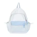 Lichtblauwe witte gestipte gestreepte casual rugzak, frisse collegestijl studentenschooltas. - Zonder Hanger / Blauw