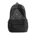 Zwarte Koreaanse stijl rugzak met schattige strik hart print, grote schooltas voor meisjes. - Zonder Hanger / Zwart