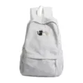 Sac à dos étudiant minimaliste style coréen gris chiné avec de jolies chats brodés mignons. - Gris (Sans Pendentif)
