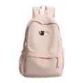 Sac à dos d'école en toile rose broderie chat mignon sac de jour étudiant femme - Rose (Sans Pendentif)