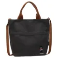 Sac cabas bandouliere epais en toile style Coreen pour femme, sac fourre-tout. - Brun Foncé