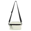 Witte casual schoudertas voor dames, draagbare kleine alledaagse tas met zwarte rits. - Broken Wit