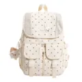 Koreaanse stijl polkadot vintage rugzak, schattige casual schooltas voor dagelijks gebruik. - Zonder Hanger / Wit