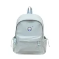 Lichtblauwe scholier rugzak casual reizen daypack met schattige kat borduurwerk grote capaciteit - Blauw Groot / Groot (Zonder Hanger)