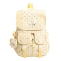 Koreaanse stijl polkadot vintage rugzak met schattige konijnenpatch, casual schooltas. - Zonder Hanger / Geel