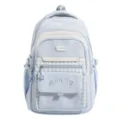 Koreaanse schoolrugzak voor meisjes, schattig ruitjespatroon, kleurenblok, multifunctionele tas. - Blauw