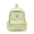 Lichte gele canvas rugzak, schattige kat geborduurde schooltas voor dagelijks gebruik en reizen. - Geel Groot / Groot (Zonder Hanger)