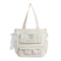 Cremewitte sterpatroon tote bag zoete kanten schoudertas casual studenten schooltas leuk - Wit Schoudertas / Zonder Hanger
