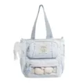 Lichtblauwe sterren gestreepte tote bag casual studenten schooltas met transparante voorzak - Blauwe schoudertas / Zonder Hanger
