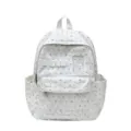 Zaino casual bianco con stelle e pois grigi, tasca frontale trasparente per pin. - Borsa Singola / Bianco