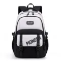 Sac à dos décontracté noir et blanc de grande capacité pour école et voyage quotidien. - Sans Pendentif / Noir & Blanc