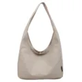 Minimalistische Canvas Schultertasche lässige Tote Hobo Handtasche für Alltag Damen - Gebrochenes Weiß