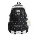 Grand sac à dos noir et blanc imprimé d'étoiles pour l'école, les voyages et l'usage quotidien. - Sans Pendentif / Noir