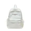 White canvas backpack for school student, lightweight casual daily commuter school bag - With Pendant / White
