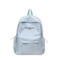 Minimalist solid color casual student backpack lightweight school bag daily commuter - With Pendant / Blue