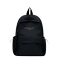 Classic black canvas backpack with front pocket and side drawstring design for daily school use. - With Pendant / Black
