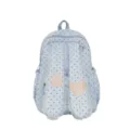 Sac à dos à pois mignon avec bordure en dentelle et motifs cœur étoile, cartable léger pour filles. - L / Sans Pendentif / Bleu