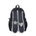 Sac à dos à pois doux avec bordure en dentelle, écussons étoile et cœur pour filles. - L / Sans Pendentif / Noir