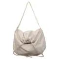 Sac bandoulière décontracté à cordon, grande capacité, sac hobo souple, unie sac porté épaule - L / Blanc Cassé