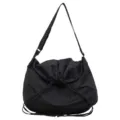 Sac bandoulière noir à cordon, grand sac souple pour femme et homme au quotidien. - L / Noir
