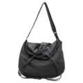 Sac bandoulière noir grand capacité cordon de serrage sac messager uni unisexe chic - Gris