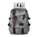 Sac a dos scolaire camouflage gris avec grande capacite et joli pendentif de tennis. - Gris