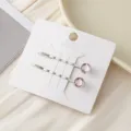 Einfache galvanisierte Metall-Haarspangen mit runden lila Kristallen, elegante Pony-Haar-Accessoires. - Rosa