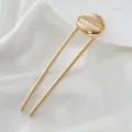 Gold cowrie shell U-shaped hair fork minimalist metal hair pin elegant styling accessory - Shell