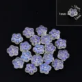 Transparente schillernde Glasblumen-Perlen fuer DIY Armband Schmuckherstellung, 13x12x1mm - Weiße Pflaume