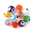 Colorful glass evil eye beads variant, perfect for DIY jewelry making bracelets and phone charms. - 10 Pieces Pack / Mixed Color Round Beads (8mm)