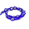 Colorful translucent evil eye flat round glass beads for DIY bracelet and jewelry making. - Dark Blue
