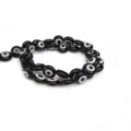 Black evil eye glass beads flat round spacer beads for diy bracelets jewelry making. - Black