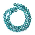 Turquoise glass evil eye beads flat round loose spacer beads for DIY bracelet jewelry - Lake Green