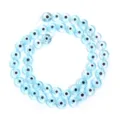 Light Blue Evil Eye Glass Beads Flat Round DIY Bracelet Spacer Beads Strand Accessory - Lake Blue