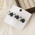 Exquisite crystal apple hair clip, sweet Korean style hairpin with sparkling rhinestones daily. - Black Base Dark Blue Apple