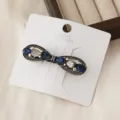 Exquisite bow hair clip with sparkling rhinestones, perfect for daily commuting and sweet styles. - Dark Blue Rhinestone Bowknot