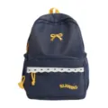 Schattige donkerblauwe rugzak in Japanse stijl met gele strik en witte kanten rand voor school. - Zonder Hanger / Blauw
