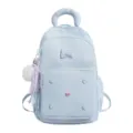 Lichtblauwe studenten rugzak met pompon hanger, schattige casual schooltas voor meisjes. - Met Hanger / Blauw