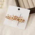Crystal floral hair clip rhinestone barrette elegant hair accessories for daily wear - Gold Rhinestone Flower