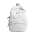 Schattige Japanse stijl strik rugzak voor meisjes, lichtgrijze schooltas met blauwe accenten. - Grijsblauw