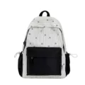 Zwarte en witte gestreepte nieuwe casual schoolrugzak met sterrenpatroon SKU variant - Groot (Zonder Hanger) / Zwart