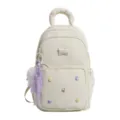 Leuke esthetische canvas rugzak voor tienermeisjes, grote schooltas met leuke hangers. - Met Hanger / Wit