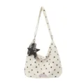 Chique polkadot wolken schoudertas voor dames, stijlvolle geplooide crossbody tas met ster. - Witte Stippen