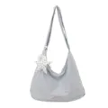 Blauw-wit geruite schoudertas casual hobo crossbody tas met schattige ster hanger - Zonder Hanger / Blauw Geruit