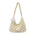 Leuke schoudertas met polkadots voor dames, casual crossbody wolkentas met sterhangertje. - Zonder Hanger / Geel met Stippen