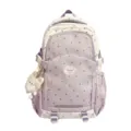 Leuke Koreaanse rugzak met sterren motief paars en wit voor dames en tieners casual schooltas - Zonder Hanger / Lichtpaars